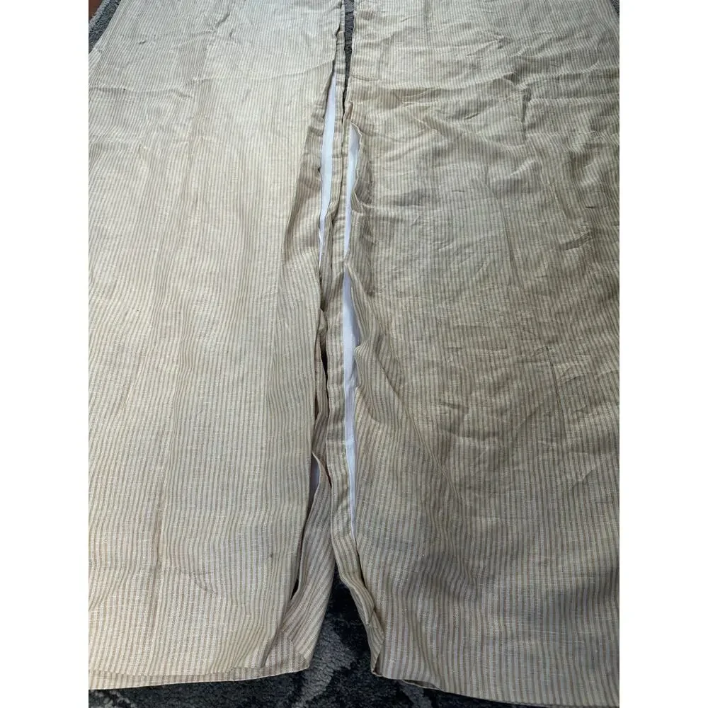2 POTTERY BARN WHEATON STRIPE SUNFLOWER YELLOW LINEN CURTAINS SET READ
